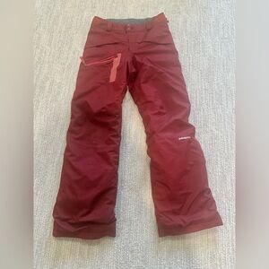 Boys Patagonia Snowshot Ski Pants, XL 14, maroon red